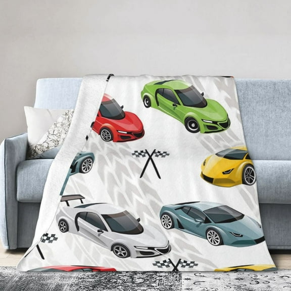 Racing Car Blanket Gifts For Kids Adults - Lightweight Throw Blanket For Bedroom Living Room Decor Soft Fuzzy Fleece Cozy Plush Bed Couch 60"X50"
