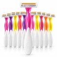 10 Count Women's Disposable Razors, 3-Blade Shaving Razors with Aloe ...