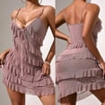 thumbnail image 4 of Camisolas cortas de moda para mujer, perspectiva bordada, con cordones, falda para dormir, conjuntos de lencería con espalda en T, conjunto de lencería de poliéster para mujer, 4 of 7