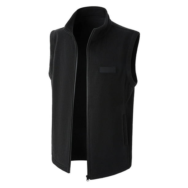 pstuiky Camisetas sin mangas para hombre, Chaqueta informal de color liso con cuello alto, sin mangas y bolsillos para hombre con forro interior. Chaleco de hombre l