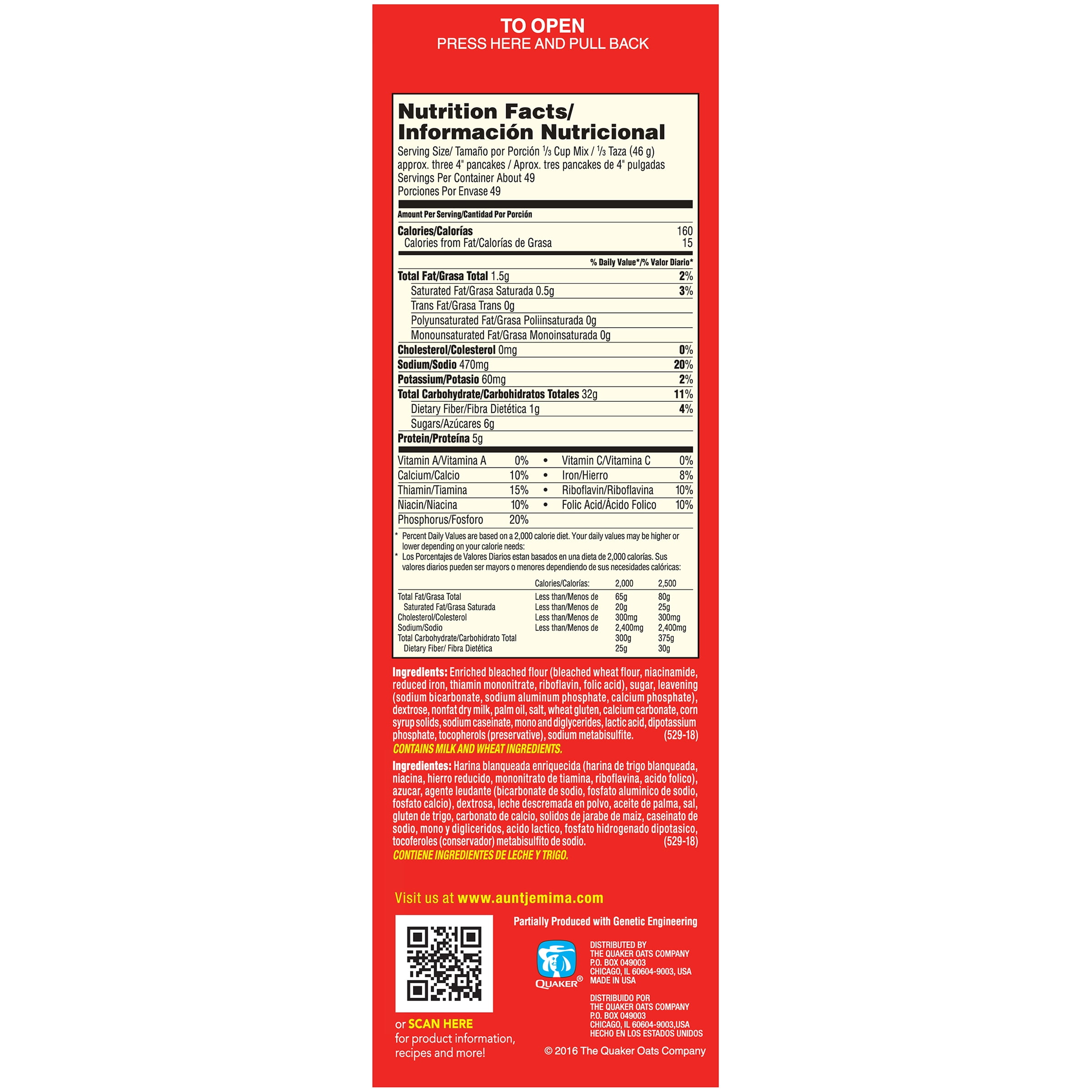 Aunt Jemima Pancake Mix Nutritional Info Runners High Nutrition