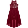 thumbnail image 4 of DPOIS Kids Flower Girl Dress Wedding Party Chiffon Sequins Dress Burgundy 6, 4 of 6