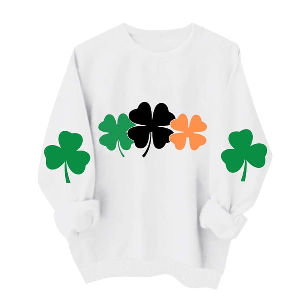Suéteres de Manga Larga de Mujer con Cuello Redondo Impreso Suelto Casual para la Fiesta Del Día de San Patricio Y el Uso Diario