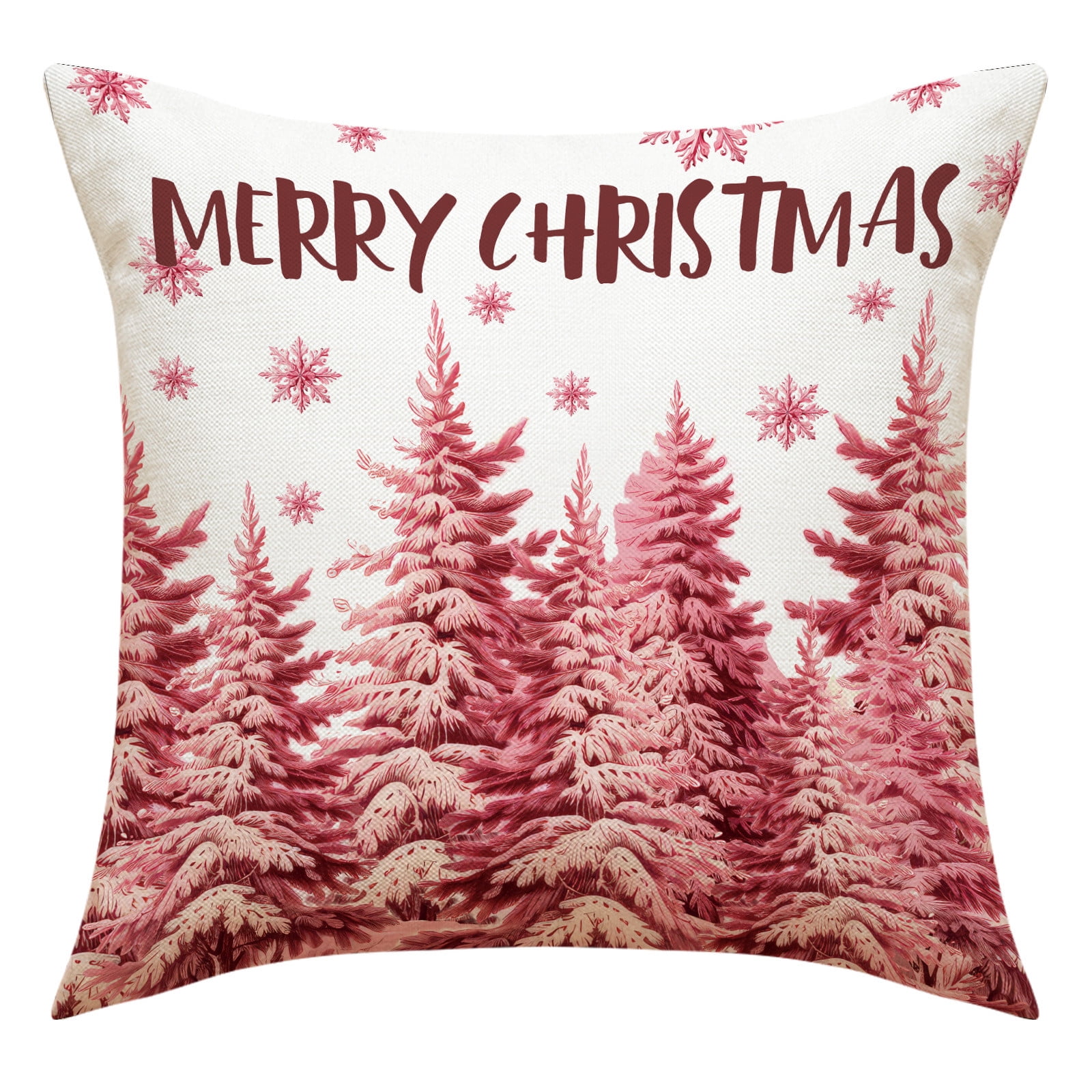 1pc Christmas Throw Pillow Cover With Burlap Fabric, Embroidered Christmas  Tree And Bow