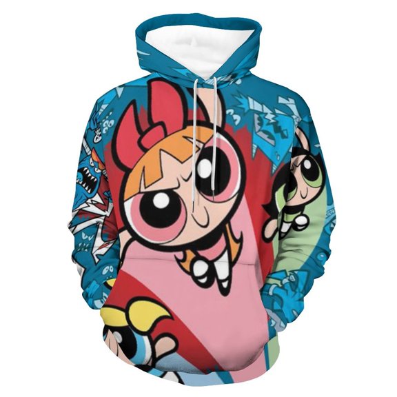 The Powerpuff Girls Unisex Adult Hoodie Casual Hooded Sweatshirt Pullover Novelty 3D Printed Sweater Jacket S