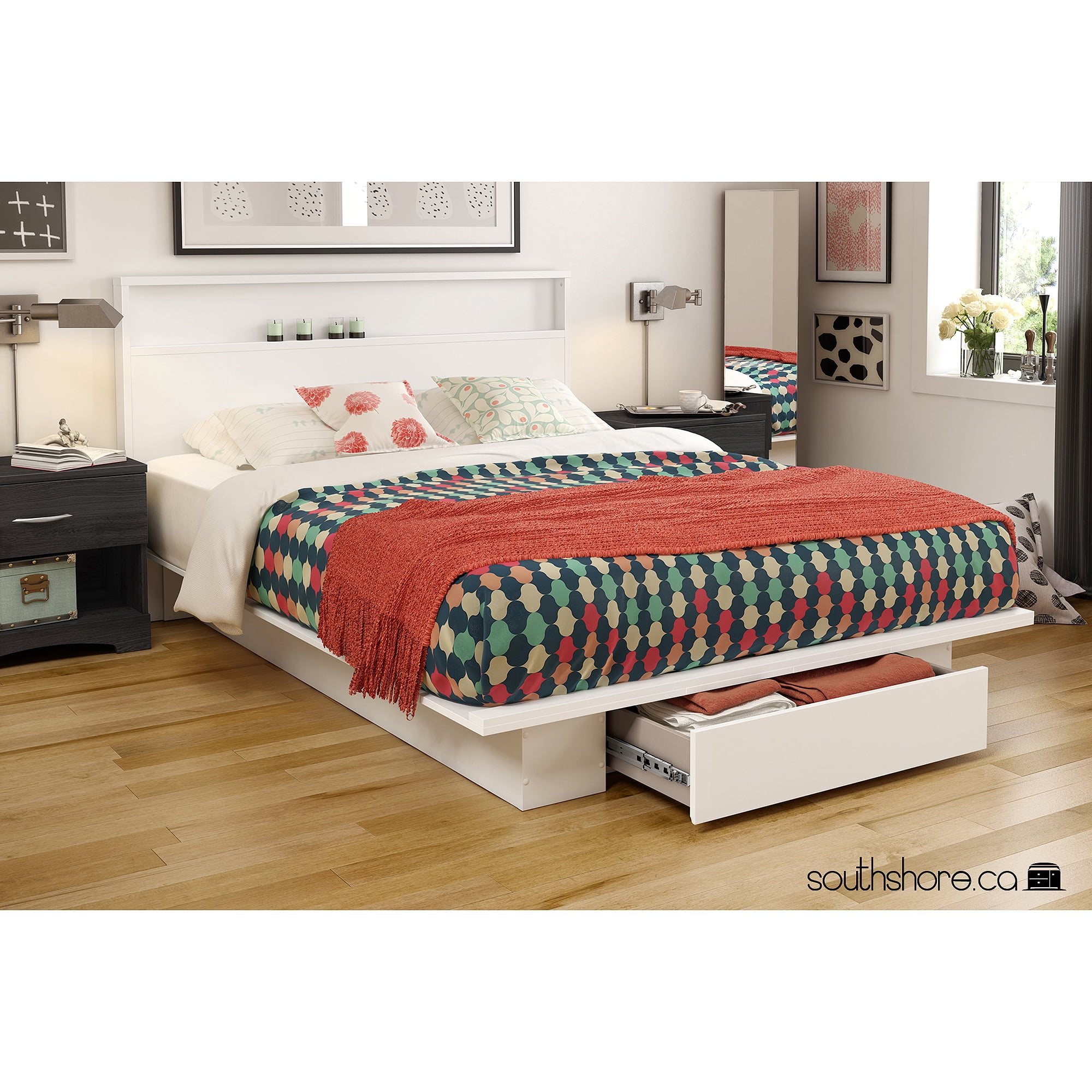 south shore holland fullqueen platform bed with drawer multiple finishes walmartcom - Queen Platform Bed Frame With Drawers south shore holland fullqueen platform bed with drawer multiple finishes walmartcom - Queen Platform Bed Frame With Drawers