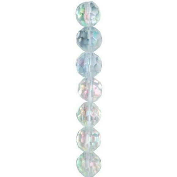 Expo International 8mm x 8mm Round Faceted Glass Pack of 28 | Crystal Aurora Borealis Jewelery Beads