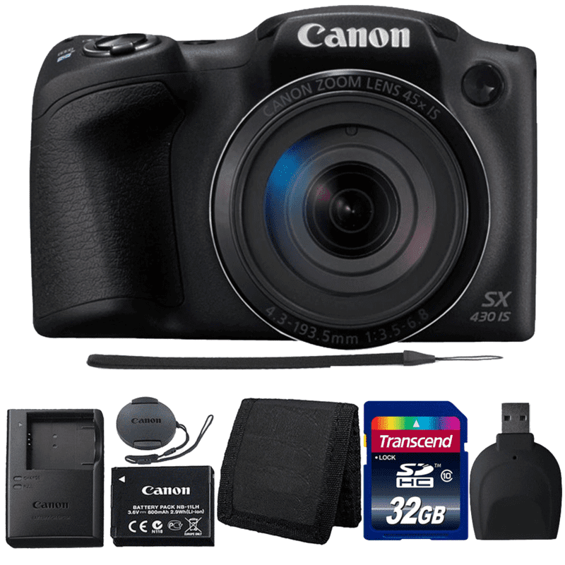 zonsopkomst Handvol Fobie Canon PowerShot SX430 IS Digital Camera Black with Accessory Kit -  Walmart.com