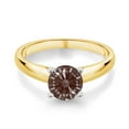 thumbnail image 2 of Gem Stone King 10K White And Yellow Gold Fancy Brown Zirconia Engagement Ring for Women | 1.28 Cttw | Round 7MM | Gemstone Birthstone | Size 8, 2 of 4