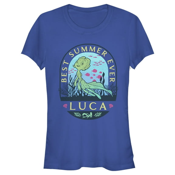 Junior's Luca Best Summer Ever Stamp  Graphic Tee Royal Blue 2X Large
