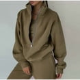 thumbnail image 2 of LYMAYTER Women Sweatsuit Outfit Solid Color Lounge Sets Long Sleeve Half Zip Sweatshirt Sets XS-5XL, 2 of 8