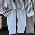 thumbnail image 4 of Faraee Toddler Baby 2 Piece Outfit Set Plaid Long Sleeve Crew Neck Top Solid Color Long Pants Soft Knit Loungewear for Boys Girls 6‑12 Months to 6‑7 Years, 4 of 5