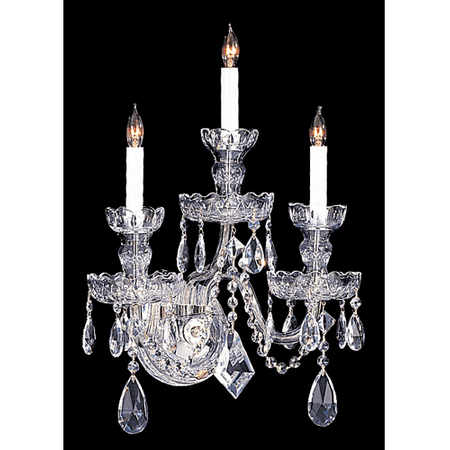 - Wall Sconces 3 Light With Polished Chrome Clear Swarovski Strass Crystal Glass 15 inch 180 Watts - World of Lighting