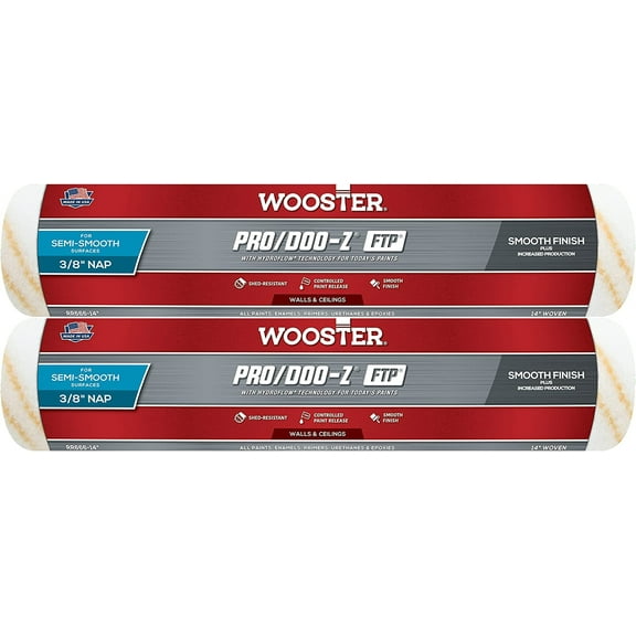 Wooster Genuine 14" Pro/Doo-Z FTP 3/8" Nap Roller Cover 2-Pack, RR666-14-2PK