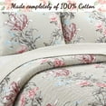 thumbnail image 6 of Cozy Line Home Fashions Taupe Khaki Floral Blooming Cotton Reversible Quilt Bedding Set, Coverlet, Bedspread (Taupe Blooming, Queen - 3 Piece), 6 of 6
