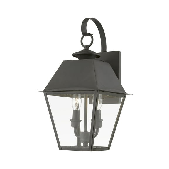 27215-61 Livex Lighting Wentworth - 2 Light Medium Outdoor Wall Lantern In Classic Style-16.5 Inches Tall and 9 Inches Wide-Charcoal Finish