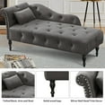 thumbnail image 5 of SYNGAR Modern Lounge Chaise Indoor, Leisure Sofa Accent Chair Upholstered Couch, Button Tufted Seat with Matching Accent Pillow, and Solid Wooden Legs, Grey, 5 of 12