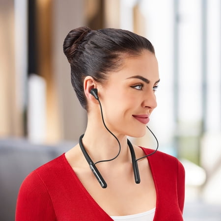 onn. Wireless Neckband Earphones, Black