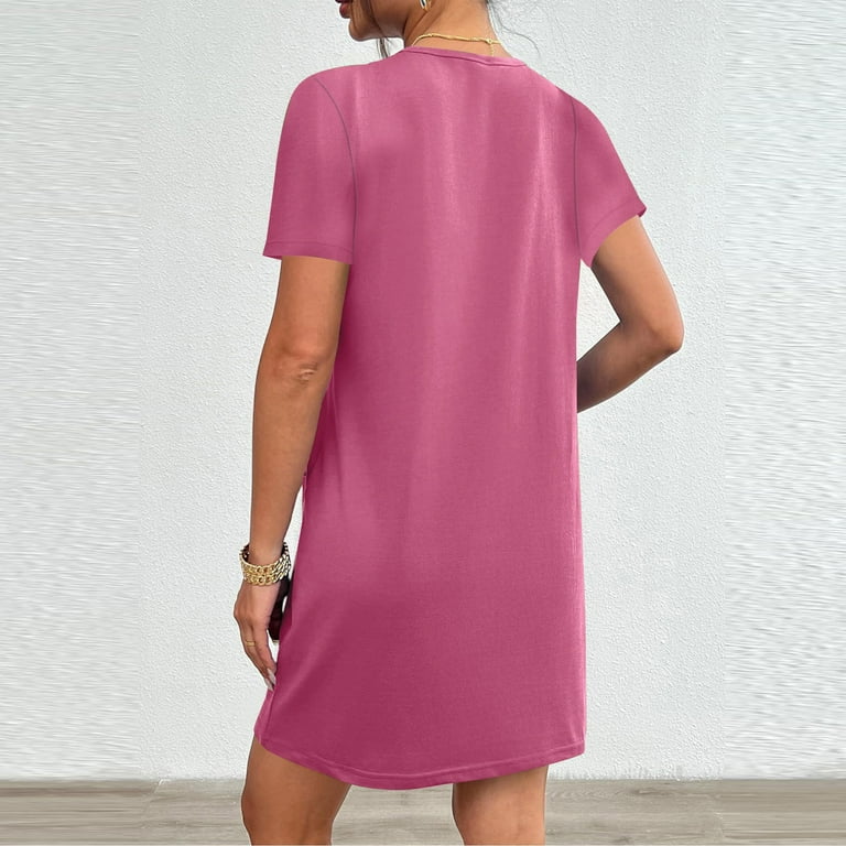 Ladies Short T Shirt Dress, Loose Casual Summer Short Sleeve Tunic