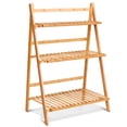 thumbnail image 4 of Patiojoy 3 Tier Bamboo Hanging Folding Plant Shelf Stand Flower Pot Display Rack Bookcase, 4 of 9