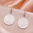 thumbnail image 4 of RSAMD Masonic Square and Compass Drop Earrings Freemason Symbolism Pendant Earring-Gold Color, 4 of 8