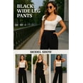 thumbnail image 5 of OHHSHEEN Black Wide Leg Pants for Women with Pockets, Comfy Work Pants Women with Elastic Waist, High Waist Black Pants Women, 5 of 5