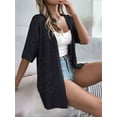 thumbnail image 5 of Ipladies Women'S Summer Short Sleeve Crochet Cardigan Sweaters Light-Weight Boho Knit Outwear Black L, 5 of 8