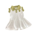 thumbnail image 4 of HAOTAGS Girls Polo Dress Sleeveless Notched Collar Solid Color Summer Dress for Toddler to Teen Beige Size 8-9Years, 4 of 6
