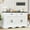 White, variant on 58" Large Wooden Buffet Cabinet with Storage, Modern Coffee Bar and Wine Bar, Wave Base Design, Multi-Purpose Buffet Table with Charging Station for Dining Room, Kitchen or Living Room, White.