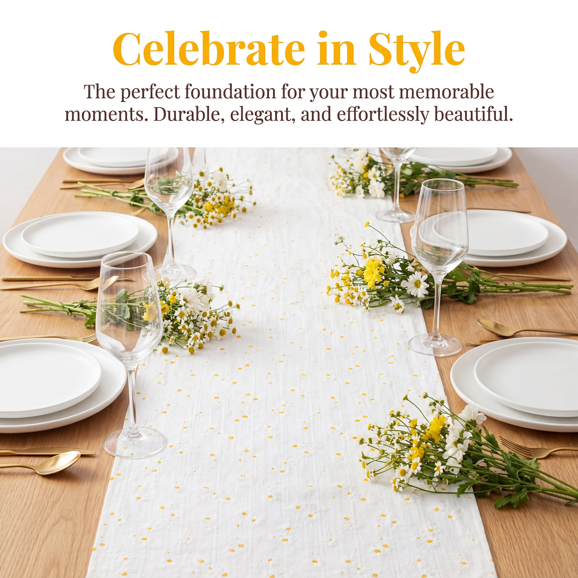 Unique Bargains Cotton Kitchen Runner for Dining Table Decoration Daisy 11.8" x 70.9"