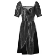 thumbnail image 4 of Hosta leaves-vestido blanco y negro sin mangas para mujer vestidos de novia de lujo verano, 4 of 5