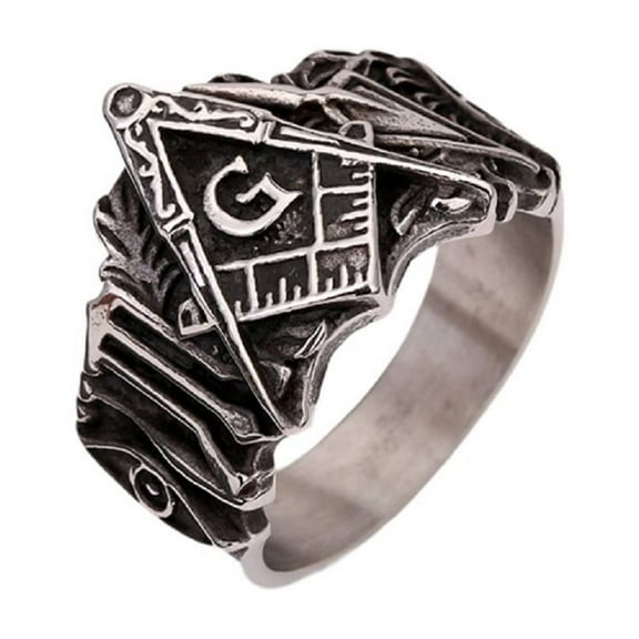 PikaLF Masonic Ring for Men, Vintage Masonic Freemason Ring, All Seeing Eye Ring, Illuminati Eye Of Providence Ring, Hip Hop Biker Ring, Punk Masonic Eye Jewelry Gift for Men