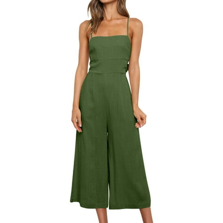 

adviicd Womens Dress Pants Womens Lifting Yoga Jumpsuit Backless Sport Bandage Romper Playsuit Sleeveless Textured Gym Bodysuit Army Green M