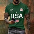 thumbnail image 2 of Glisme 4Th Of July Men'S T-Shirt American Flag Letter Print Short Sleeve Crew Neck Tops Summer Independence Day Casual Men Tees Size XL Green, 2 of 6