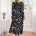 thumbnail image 4 of SMihono Fashion Formal Dresses for Women 2025 Polka Dot Print Long Sleeve Elegant Wedding Guest Dress V Neck Flowy Party Maxi Dress Black 10, 4 of 6