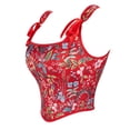 thumbnail image 3 of Corset Renaissance pour Femmes, Bustier Corset Élégant Vintage à Manches Cap en Brocart Haut (Rouge, P), 3 of 4