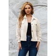 thumbnail image 1 of Chaqueta de pana de color liso, chaqueta con solapa, chaqueta de pana informal con botones, 1 of 5