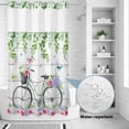 thumbnail image 2 of No Hook Shower Curtain, Spring Shower Curtains for Bathroom with See Through Top Window, Bicycles Botanical Rose Leaves Butterfly Wood Grain Waterproof & Washable Bath Curtain Stand Up Stall 36"x72", 2 of 9