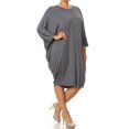 thumbnail image 2 of Women's Plus Size Casual Solid Loose Fit 3/4 Sleeve Dolman Sleeve Midi Dress, 2 of 5