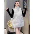 thumbnail image 5 of Chaleco de lentejuelas para mujer, chaqueta informal de longitud media con cremallera, manga con bolsillo grande, Otoño e Invierno, 5 of 5