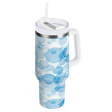 

30 Oz Car Handle Water Cup 9.9x3.5 Inch Stainless Steel Water Cup With Handle Water Cup Car Water Cup Travel Coffee Cup Light Blue Bubble