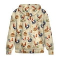 thumbnail image 5 of FOR U DESIGNS Vintage Rooster Zip Up Hoodie Women Oversized Graphic Hoodies Size L Hooded Sweatshirt Women with Front Zipper Lightweight Down-Shoulder Collar Sportswear, 5 of 7