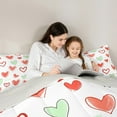 thumbnail image 4 of Manfei Love Heart Child Bedding Comforter Set 7pcs, Red Green Cartoon Queen Bedding Sets, Good Time Reversible Queen Sheet Sets, Ultra Soft Home Decor, 4 of 7