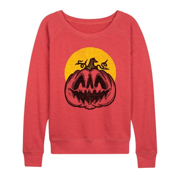 Instant Message - Scary Vintage Pumpkin  - Women's Lightweight French Terry Pullover