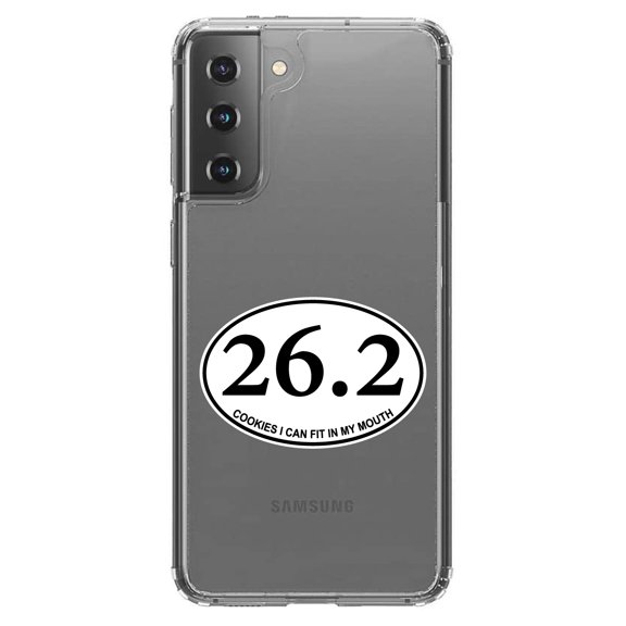 DistinctInk Clear Shockproof Hybrid Case for Galaxy S21 5G (6.2" Screen) - TPU Bumper Acrylic Back Tempered Glass Screen Protector - 26.2 - Cookies I Can Fit In My Mouth