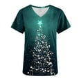 thumbnail image 3 of Fiudx Liquidación de Ofertas Flash Tops de Mujer Tops de Manga Corta con Cuello En V Estampado de Uniforme de Trabajo con Blusa de Bolsillo, 3 of 4