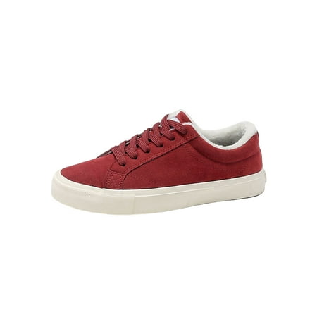 

Fangasis Men Flats Lace Up Sneakers Breathable Skate Shoes Unisex Canvas Sneaker Walking Comfort Sport Casual Shoe Wine Red With Lined 6