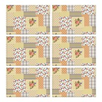 Pioneer Flower Floral Print Pattern Summer Placemats Table Placemats Set Of 6-Linen Kitchen Washable Placemats Table Mats 12x18 Inch Non-Slip Heat Resistant