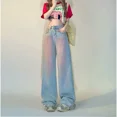 thumbnail image 2 of Pantalones vaqueros de mujer primavera 2024 nuevo estilo cintura alta corte holgado drapeado pierna recta pantalones de campana con degradado, 2 of 4