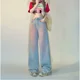 thumbnail image 2 of Pantalones vaqueros de mujer primavera 2024 nuevo estilo cintura alta corte holgado drapeado pierna recta pantalones de campana con degradado, 2 of 4